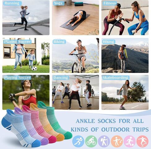 YSense Ankle Socks for Women Men, Thick Cushioned Running Athletic Cotton Socks with Moisture Wicking Low Cut No Show in Kuwait
