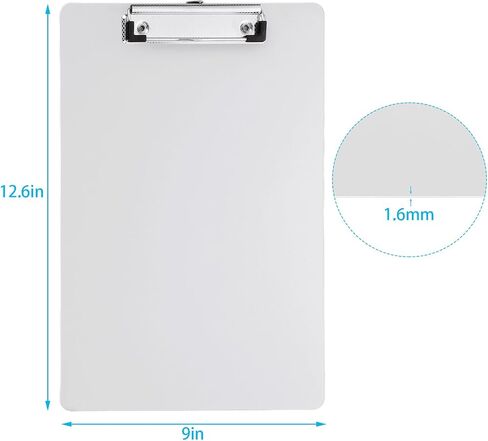 Plastic Clipboards Set of 12, 8.5" x 11" White Clipboard, Standard A4 Size Plastic Clipboard, with Low Profile Clip, Office Clipboard for Business, Office, School & Home Supply in Saudi Arabia