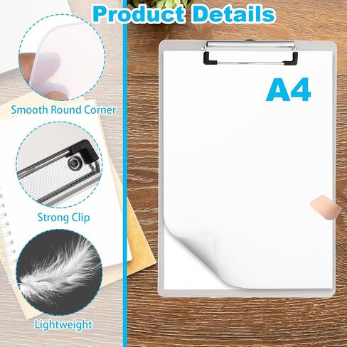 Plastic Clipboards Set of 12, 8.5" x 11" White Clipboard, Standard A4 Size Plastic Clipboard, with Low Profile Clip, Office Clipboard for Business, Office, School & Home Supply in Saudi Arabia
