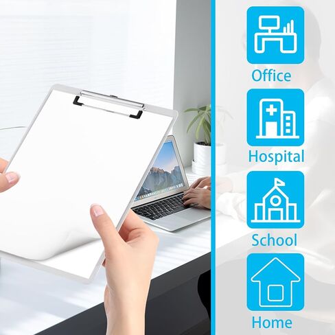 Plastic Clipboards Set of 12, 8.5" x 11" White Clipboard, Standard A4 Size Plastic Clipboard, with Low Profile Clip, Office Clipboard for Business, Office, School & Home Supply in Saudi Arabia