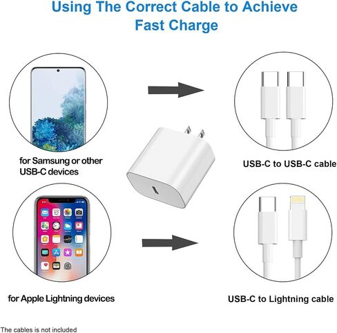 iPhone Fast Charger, Type C Wall Charger Block Plug and 10ft USB C to Lightning Charging Cable Cord Long, Power Adapter Cube Brick Box for Apple iPhone 14 Pro Max/14 Plus/14/13/12 Mini/11/XS Max/XR/X in Saudi Arabia