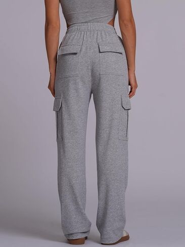ABOCIW Womens Cargo Sweatpants Fleece Wide Leg Sweat Pants High Waisted Baggy Athletic Joggers Pants with Pockets in Saudi Arabia