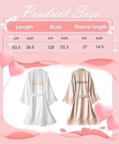 5 Pcs Satin Bridal Robes with Lace Trim Embroidered Short Kimono Bride Bridesmaid Getting Ready Dressing Gown in Saudi Arabia