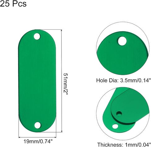Rebower Aluminum Blank Tags Engraving Metal Stamping Blanks,[for Number Tag, Dog Tag,Pendant Decoration] - 2 x 0.74 Inch/Black / 25 Pcs in Saudi Arabia