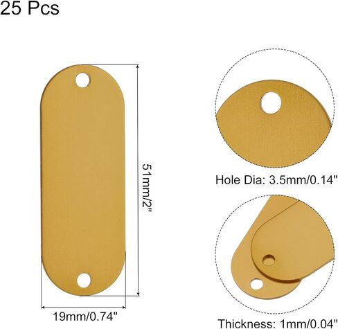 Rebower Aluminum Blank Tags Engraving Metal Stamping Blanks,[for Number Tag, Dog Tag,Pendant Decoration] - 2 x 0.74 Inch/Black / 25 Pcs in Saudi Arabia