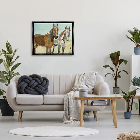 Stupell Industries Wild Farm Horses Layered Newsprint Collage Arrangement Floating Framed Wall Art, Design By Traci Anderson in Kuwait