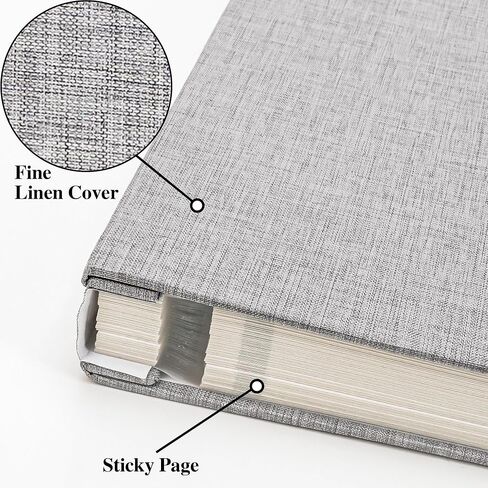 Vienrose 9.84x9.06 Inch Self-Adhesive Photo Album Linen Cover Arch Window Scrapbook Album 40 Pages Blank Inner Page Memory Book with A Metallic Pen, Beige in Kuwait