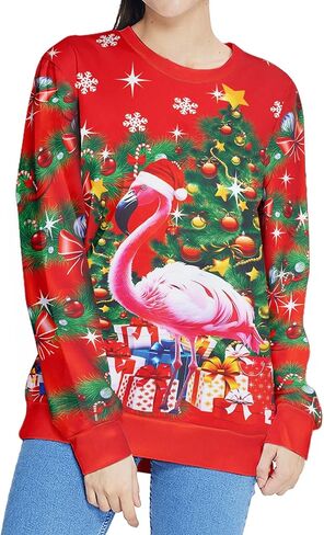 Women Ugly Christmas Sweatshirt Long Sleeve Shirts O-neck Pullover in Kuwait