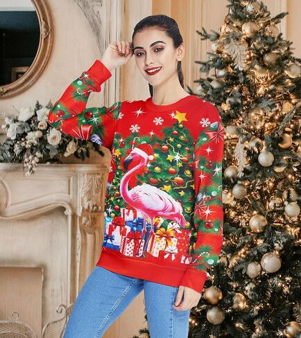 Women Ugly Christmas Sweatshirt Long Sleeve Shirts O-neck Pullover in Kuwait