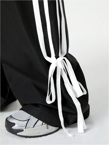 Women's Y2K Baggy Pants Bow Wide Leg Pants Striped Track Pants Elastic Waist Long Pants Sweatpants Parachute Pants in Saudi Arabia