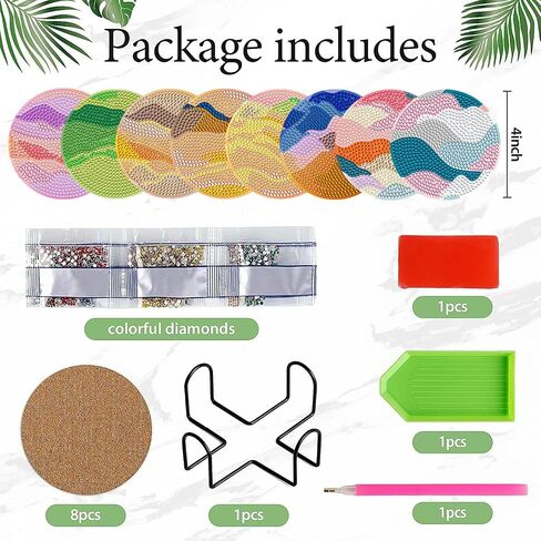 EWJRNSF 8 PCS Diamond Art Coasters Kit, Small Diamond Painting Coasters, Fall Butterfly Diamond Art Kits for Adults Beginners, Arts and Crafts Supplies Item Sets with Holder in Kuwait