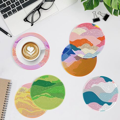 EWJRNSF 8 PCS Diamond Art Coasters Kit, Small Diamond Painting Coasters, Fall Butterfly Diamond Art Kits for Adults Beginners, Arts and Crafts Supplies Item Sets with Holder in Kuwait