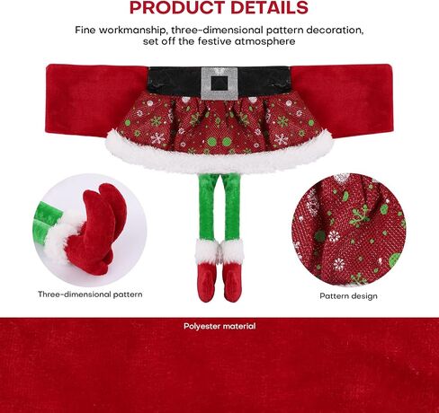 ANMINY 4PCS Christmas Chair Sashes Decorative Stretchy Xmas Back Covers Dining Chair Slipcovers Red Santa Claus Belt Buckle Bands for Holiday Season Wedding Party Decoration Photography - Santa's Belt in Saudi Arabia