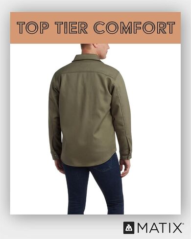 Matix Men's Button Down Shirt Jacket - Durable Twill Collared Long Sleeve Shirt for Men with Soft Sherpa Lining (S-XL) in Saudi Arabia