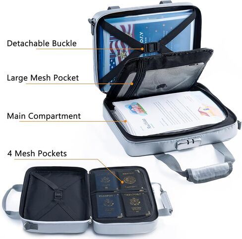 حقيبة مستندات مقاومة للحريق مع قفل - منظم مستندات مهم - صندوق مستندات مقاوم للحريق، حقيبة كبيرة مضادة للحريق مع 20 جيبًا - حقيبة آمنة للمجلد مقاومة للحريق لمكتب المستندات المنزلية in Kuwait