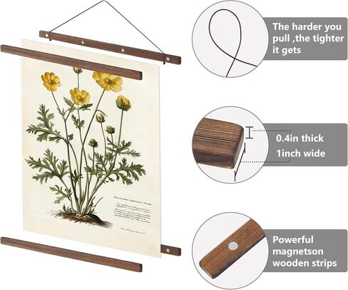 HEART ART Magnetic Poster Hanger Frame,36x24,36x48,36x12 Poster Frame Wood Wooden Magnet Hanging Kit for Walls Map Canvas Artwork (Black,8") in Saudi Arabia