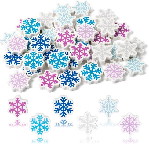 ANGOLIO 60Pcs Winter Blue and Purple Snowflake Mini Erasers for Kids Christmas Bulk Pencil Eraser Snowflake Small Rubber Xmas Winter Party Favors for Reward Prizes Student Children in Saudi Arabia