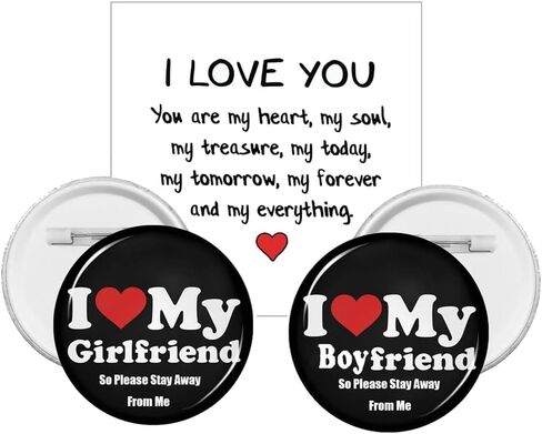 I Love My Girlfriend Boyfriend Pin For Women Men, Matching Couple Please Stay Away Me Button Brooch Backpack Gift Jewelry in Saudi Arabia