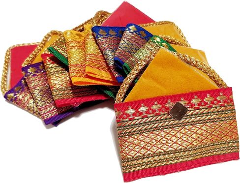 Haldi Kumkum | Set of 10 Fancy Little Bags Design 2 | Pasupu kumkum | Tamboolam | Pooja|Return Gift | Give Away | HK-LB3 in Saudi Arabia