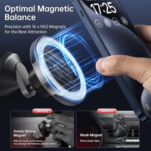 SYNCWIRE for MagSafe Car Mount - Kevlar Material Magnetic Phone Holder for Car Dash,360° Rotation Strong Magnets Car Phone Holder Compatible iPhone 15 Pro Max 14 13 12,Android MagSafe Car Accessories in Saudi Arabia