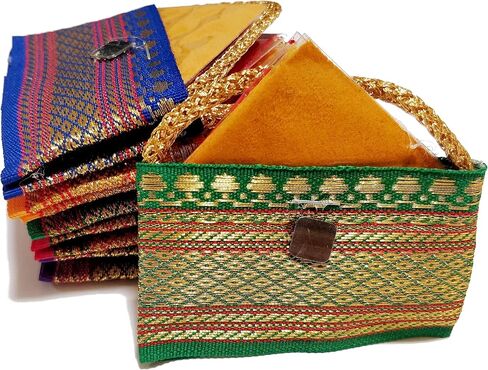 Haldi Kumkum | Set of 10 Fancy Little Bags Design 2 | Pasupu kumkum | Tamboolam | Pooja|Return Gift | Give Away | HK-LB3 in Saudi Arabia