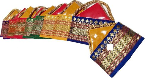 Haldi Kumkum | Set of 10 Fancy Little Bags Design 2 | Pasupu kumkum | Tamboolam | Pooja|Return Gift | Give Away | HK-LB3 in Saudi Arabia