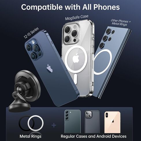 SYNCWIRE for MagSafe Car Mount - Kevlar Material Magnetic Phone Holder for Car Dash,360° Rotation Strong Magnets Car Phone Holder Compatible iPhone 15 Pro Max 14 13 12,Android MagSafe Car Accessories in Saudi Arabia