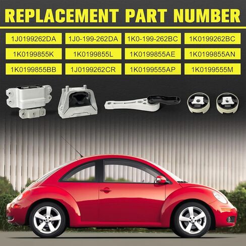 1J0199262DA 5 قطع محرك المحرك وناقل الحركة مجموعة تثبيت متوافقة مع 2006 2007 2008 2009 2010 2011 2012 2013 2014 VW Beetle Golf Jetta Passat Rabbit استبدال # 1K0-199-262BC، 1K0199262BC in Kuwait
