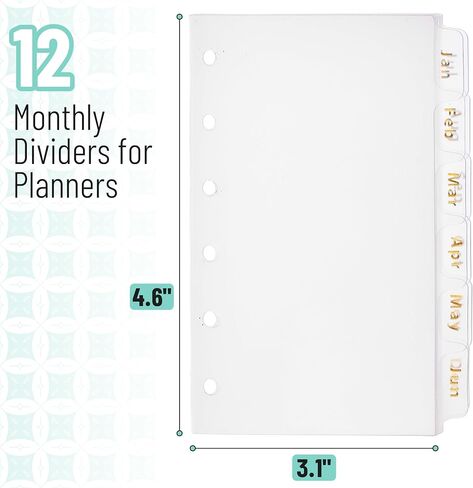 Mr. Pen- Monthly Dividers for Planner, 12 tab dividers, A7 Binder Dividers with Tabs 12 Months, 6 Ring Binder Tabs dividers, A7 Binder Inserts, A7 Planner Inserts, Monthly Tabs in Saudi Arabia