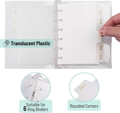 Mr. Pen- Monthly Dividers for Planner, 12 tab dividers, A7 Binder Dividers with Tabs 12 Months, 6 Ring Binder Tabs dividers, A7 Binder Inserts, A7 Planner Inserts, Monthly Tabs in Saudi Arabia