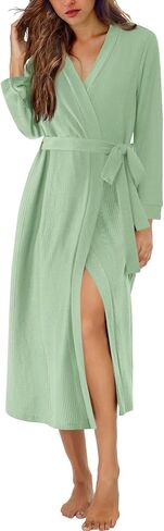 Ekouaer Waffle Robes for Women Long Knit Bathrobe Lightweight Kimono Spa Robe Soft Loungewear with Pockets S-XXL in Saudi Arabia