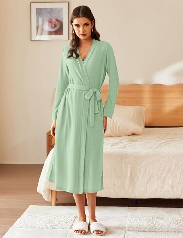 Ekouaer Waffle Robes for Women Long Knit Bathrobe Lightweight Kimono Spa Robe Soft Loungewear with Pockets S-XXL in Saudi Arabia