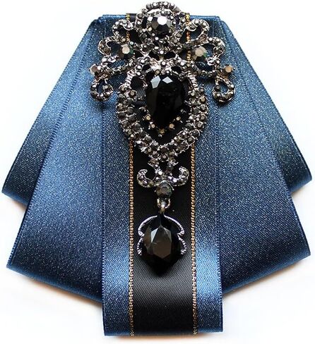 Retro British Rhinestone Pre-tied Adjustable Bow Tie Brooch for Men Necktie Bownot Sparkling Satin Ribbon Bow Tie in Kuwait