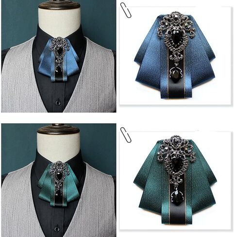 Retro British Rhinestone Pre-tied Adjustable Bow Tie Brooch for Men Necktie Bownot Sparkling Satin Ribbon Bow Tie in Kuwait