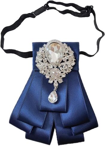 Retro British Rhinestone Pre-tied Adjustable Bow Tie Brooch for Men Necktie Bownot Sparkling Satin Ribbon Bow Tie in Kuwait