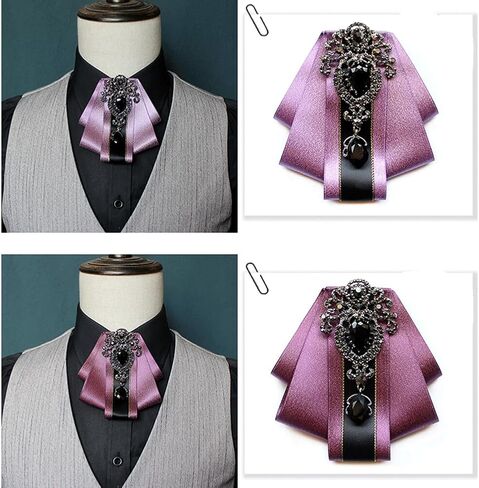 Retro British Rhinestone Pre-tied Adjustable Bow Tie Brooch for Men Necktie Bownot Sparkling Satin Ribbon Bow Tie in Kuwait