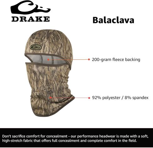 Drake Waterfowl Unisex Balaclava - Lightweight Cool-Wearing Camo Outdoor Hunting Concealment Face Mask w/Fleece Backing OSFM in Saudi Arabia