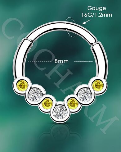خواتم حاجز متعددة الألوان من COCHARM 16 جرام على شكل حرف V أطواق حاجز 8 مم مجوهرات حاجز لون متناوب للنساء لذيذ ثقب الحاجز مزيج اللون أقراط Daith 16 جرام مجوهرات Daith in Saudi Arabia