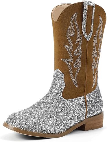 Hehainom Girls Cowgirl Boots for Toddler Cowgirl Booties Little Big Kids Western Mid Calf Riding Shoes Boys Cowboy Boots in Kuwait