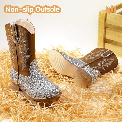 Hehainom Girls Cowgirl Boots for Toddler Cowgirl Booties Little Big Kids Western Mid Calf Riding Shoes Boys Cowboy Boots in Kuwait