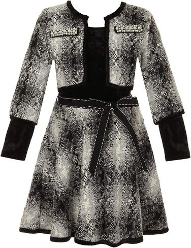 iGirlDress Girls 2 Pieces Velvet Dress Crop Jacket Holiday Flower Girl Dress USA 4-14 in Kuwait