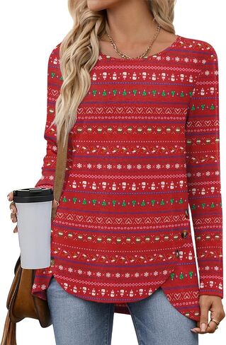 POPYOUNG 2024 Womens Fall-Winter Casual Long Sleeve Tunic Tops for Leggings Ladies Both Side Buttons Blouse in Saudi Arabia