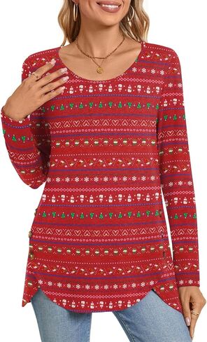 POPYOUNG 2024 Womens Fall-Winter Casual Long Sleeve Tunic Tops for Leggings Ladies Both Side Buttons Blouse in Saudi Arabia