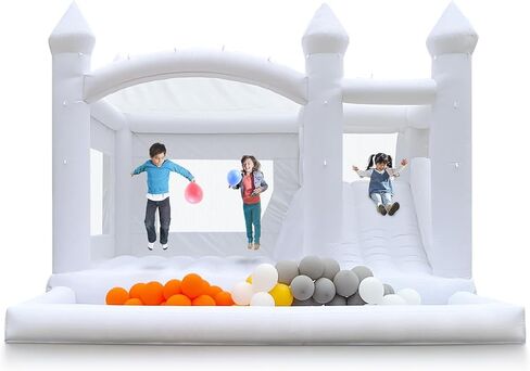 White Bounce House, Oxford Fabric White Bounce House Castle with Blower White Bounce House for Kids, Family, Wedding (13x13x12FT, Weddings) in Saudi Arabia