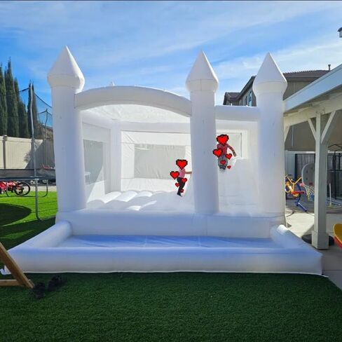 White Bounce House, Oxford Fabric White Bounce House Castle with Blower White Bounce House for Kids, Family, Wedding (13x13x12FT, Weddings) in Saudi Arabia