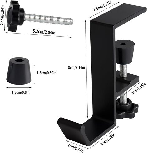 Clamp-On Desk Mount Bag Holder Hook Students' Desk Hook Women's Purse Hook with Adjustable Arm Clamp Backpack Handbag Headphones Holder Portable for Tables Heavy Duty Handbag Hanger Organizer in Saudi Arabia