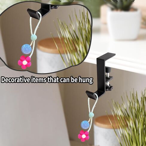 Clamp-On Desk Mount Bag Holder Hook Students' Desk Hook Women's Purse Hook with Adjustable Arm Clamp Backpack Handbag Headphones Holder Portable for Tables Heavy Duty Handbag Hanger Organizer in Saudi Arabia