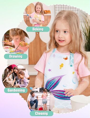 WERNNSAI Kids Aprons Chef Hat Set Boys Girls Art Aprons Set Child Painting Art Smock Cooking Gardening Painting Smock in Saudi Arabia