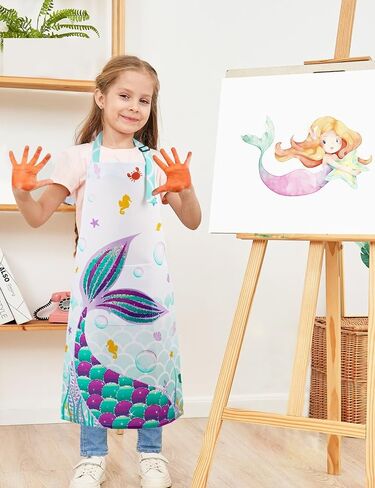 WERNNSAI Kids Aprons Chef Hat Set Boys Girls Art Aprons Set Child Painting Art Smock Cooking Gardening Painting Smock in Saudi Arabia