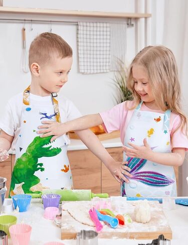WERNNSAI Kids Aprons Chef Hat Set Boys Girls Art Aprons Set Child Painting Art Smock Cooking Gardening Painting Smock in Saudi Arabia